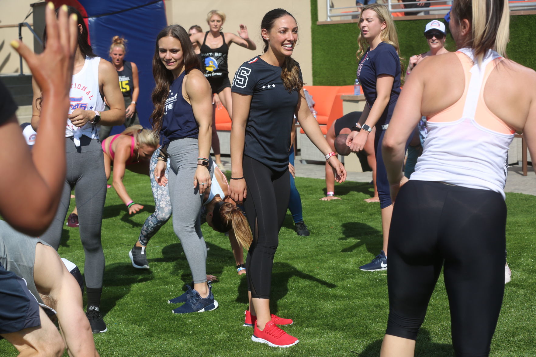 Actor Mark Wahlberg helps to lead a F45 track workout at Ocean Casino Resort in Atlantic City as part of the casino's one-year anniversary Saturday, June 22, 2019.